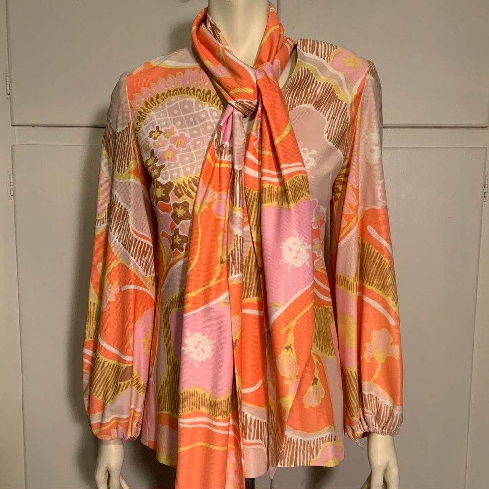Leo Narducci Vintage Floral Blouse and Scarf